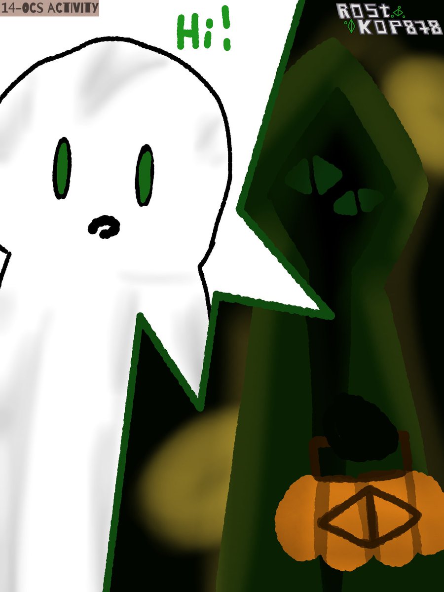 RostKop878's tweet photo. 14.💚Difference between Greville and Ros on Halloween is to be a 👻cute ghost one day, and in evening and at night to become a black-green man in cape and distribute sweets to children, telling different stories🎃#fpe #fpeoc #fundamentalpapereducationoc #fperos #Ros #FPEtober2026 https://t.co/Ov0poKHVrI