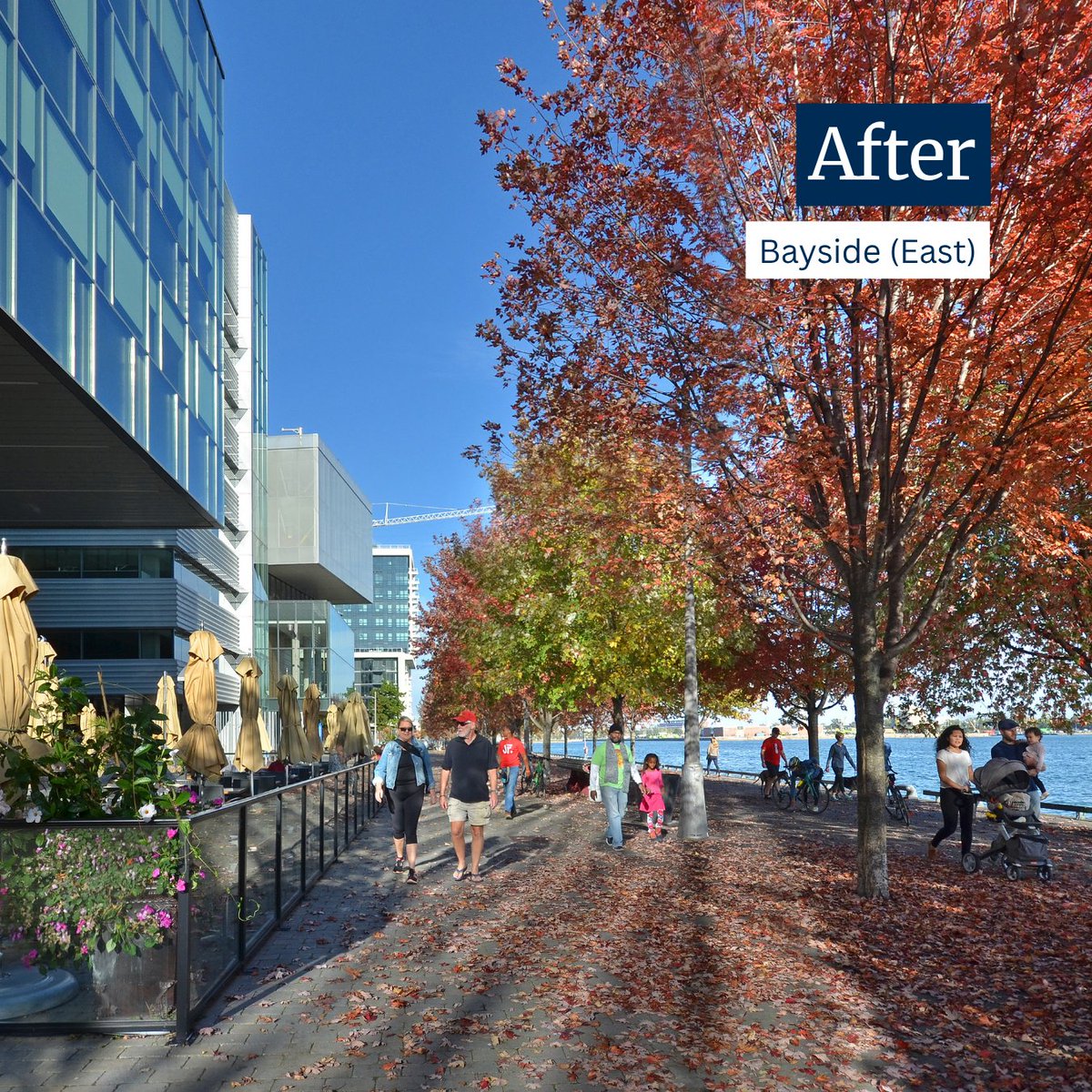 WaterfrontTO's tweet photo. Over the past 25 years, Toronto’s waterfront has changed quite a bit. 

One of the best examples is the Water's Edge Promenade. Section by section, it has transformed former industrial shorelines into public spaces where people can gather, connect, and enjoy the waterfront. 

Discover more stories about how we're transforming Toronto's waterfront in our monthly newsletter. Sign up before October 27 for a chance to win a copy of How to Build a River. https://t.co/k2dQJex8kS