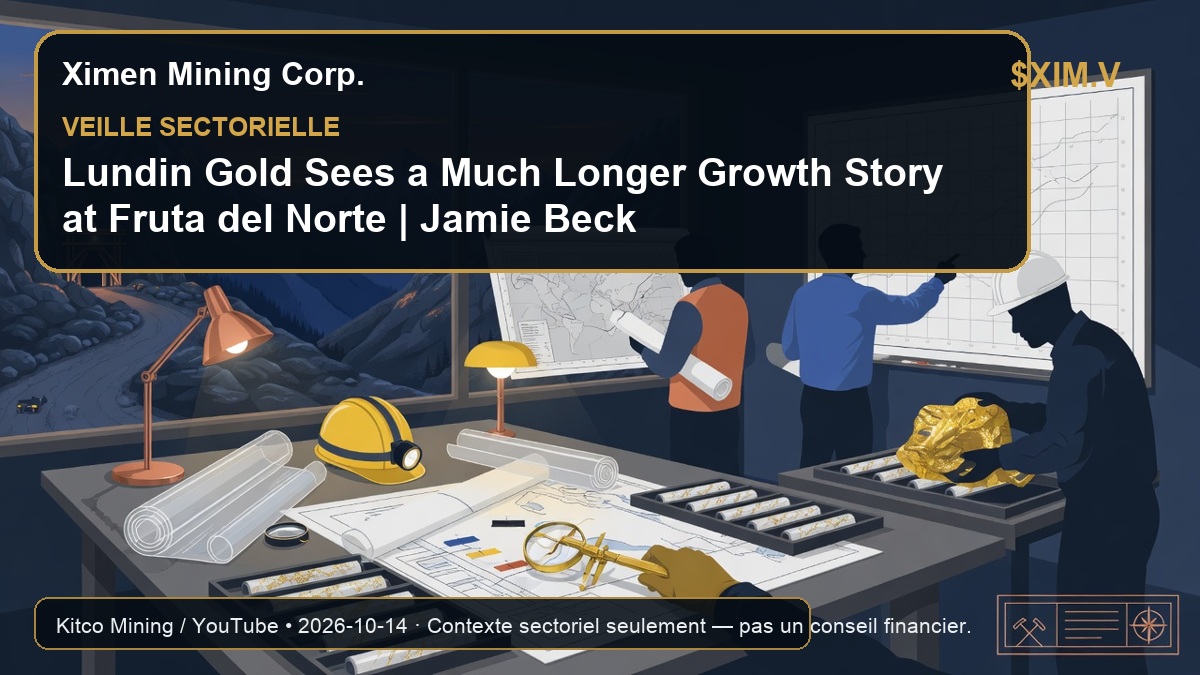 XimenMiningCorp's tweet photo. Veille sectorielle : Kitco Mining / YouTube publie un sujet sur l’or et les métaux : « Lundin Gold Sees a Much Longer Growth Story at Fruta del Norte | Jamie Beck…
Contexte seulement — pas un conseil financier.
https://t.co/prKIKLuyqM
#XimenMining #Or #Mines #TSXV $XIM.V https://t.co/iBctTZbdQI