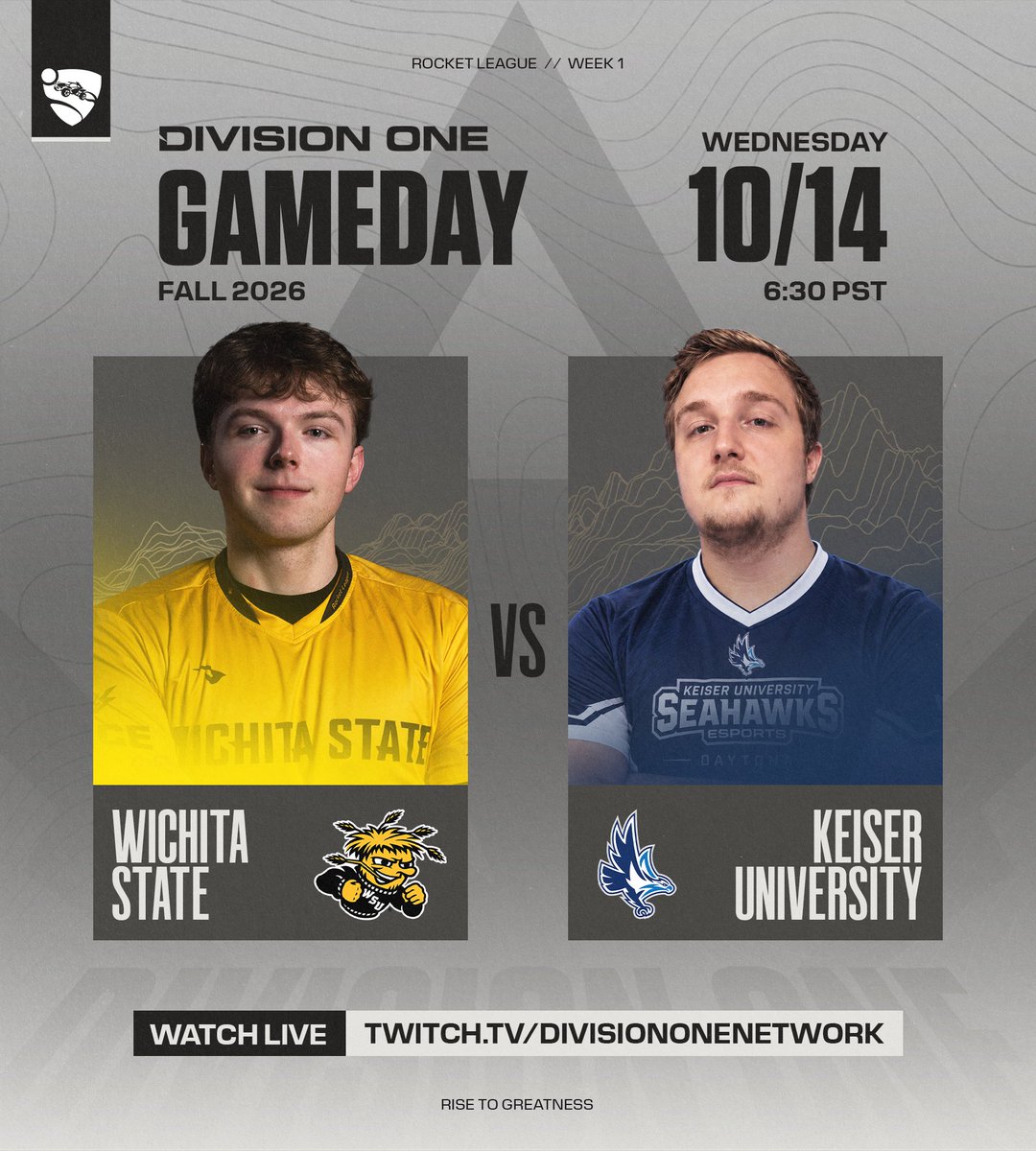 DivOneEsports's tweet photo. Its time. ⏱️

#DivOneRL kicks off with @EsportsWSU v. @Keiser_Esports https://t.co/uM8BLplzde