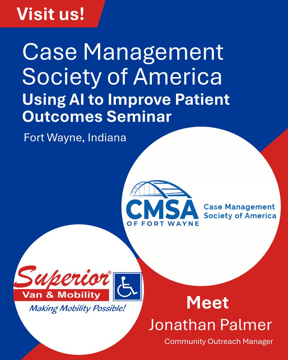 superiorvan's tweet photo. We’re excited to attend this important seminar hosted by the #CMSA IN #FortWayne - exploring the growing role of artificial intelligence in healthcare. If you're there - make sure to stop and say hello to our Community Outreach Manager, Jonathan Palmer! ❤️ https://t.co/VVKsxaO7Bw