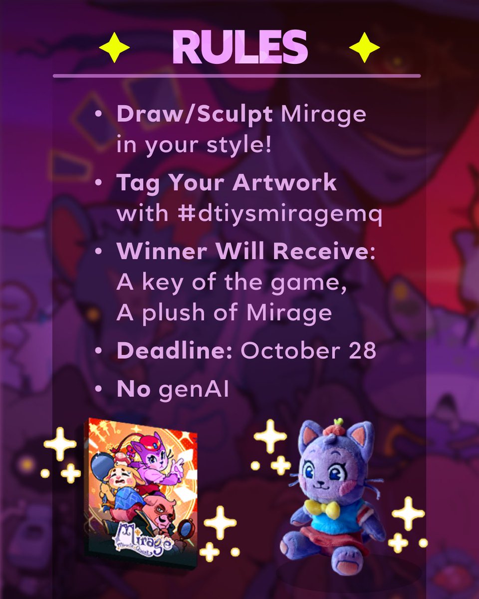 ToebeanClub's tweet photo. To celebrate reaching over 50% of our Kickstarter goal, we are launching a "Draw this in your style" challenge! 🎨

We can’t wait to see what you come up with! 🌟
Support the game on Kickstarter!
Thank you and have fun!
#dtiysmiragemq https://t.co/TyY0X5rCD5