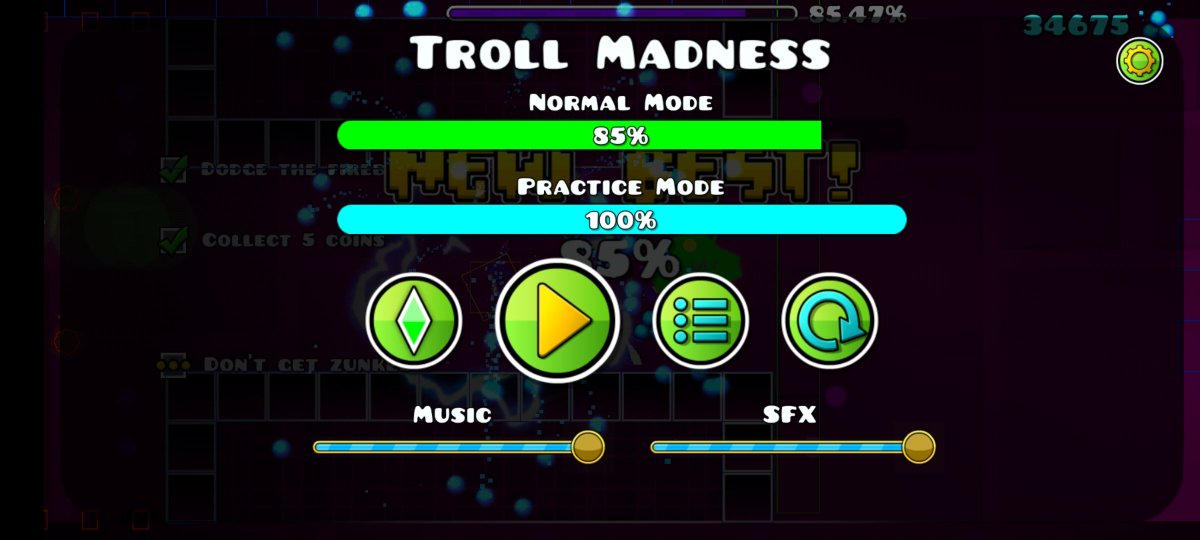 AmyTheSilly_'s tweet photo. My first ever hard demon compled in two days 🥹 Firstly I fluked to 73 from 50, afterwards from 73 to 85 and lastly I beat it on my Goede account a bit later 🥹. 444 (plus 20) attempts. Tomorrow I'll probably rebeat it on my main gd account 🫶 https://t.co/tOj2CMdMEC