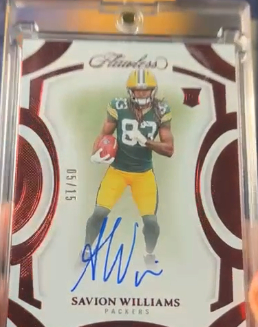 stoutman1005's tweet photo. Just picked this up for the card shop! ๐ฅ Savion Williams Flawless auto /15 โ clean on-card signature. DM if youโre looking! ๐
#SportsCards #FootballCards #NFL #Packers #SavionWilliams #Flawless #CardShop #RookieCard https://t.co/MyaEOueQED