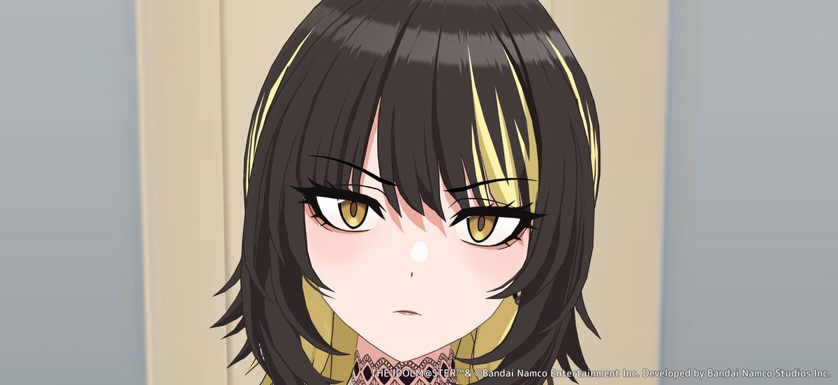haruki_onaka's tweet photo. (チッ、コンタクト忘れた…なんも見えねぇ…)

(…はるきと、円香か？珍しい組み合わせだな…)

「おい…」

「ほわっ、ルカさん…？」
「にへへ…斑鳩さん、お疲れ様です…！」

「ん、あぁ…おつかれ…」
(なんで2人ともあいつらの服着てんだよ…！) https://t.co/0Ib3qyys90