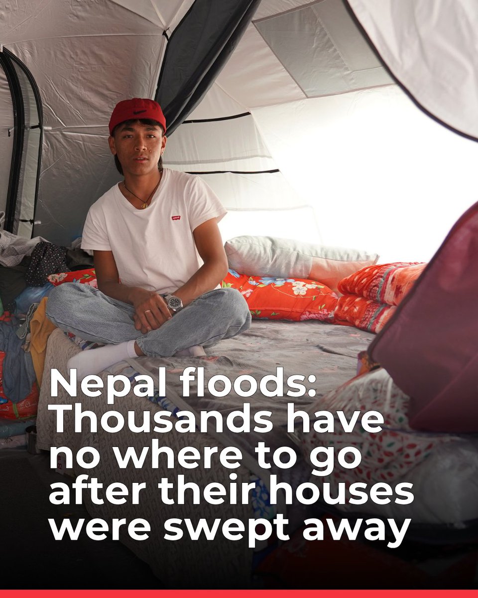 ifrc's tweet photo. “When we’re together, there’s hope.”

For Pemba and 74 other families, a temporary camp has become home after floods swept away their houses in Nepal.

With @IFRC support, the @NepalRedCross is providing shelter, clean water and safe spaces for children, helping families recover and look ahead.