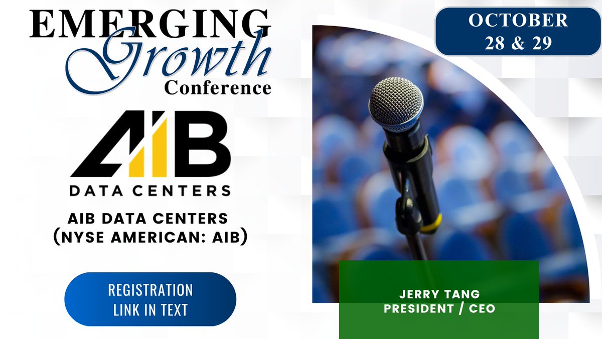 EmergingGrowthC's tweet photo. $AIB   Live Emerging Growth Conference 97 - October 28 &amp; 28

Register:
https://t.co/SDzKbTcuOP

Questions for the Company? Questions@EmergingGrowth.com

To Present on the Conference:
305-330-1985
Conference@EmergingGrowth.com https://t.co/0AoMwkJPFi