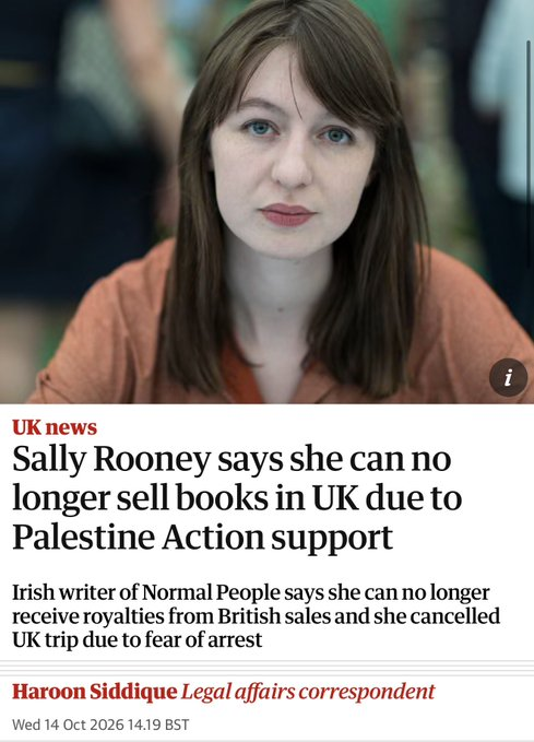 jeremycorbyn's tweet photo. More proof of the complete absurdity of the proscription of Palestine Action. 

What a stain on this government that people in this country are unable to buy and enjoy the work of one of this generation’s greatest writing talents. 

De-proscribe Palestine Action now. https://t.co/0lvC2WzII8