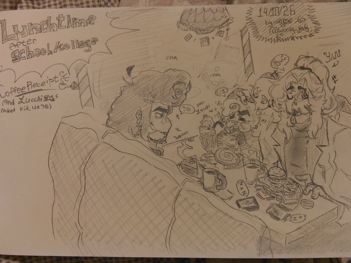 woolfynady's tweet photo. #rfau #rfwally #rfyn #doodle #sona //.🍔🍟Lunchtime after school/college with CoffeeReceipt(☕×📋)!! ..and zucchi🥪🥤
---
Idk know why or for what reason, but I feel comfortable when I draw/imagine that I am next to these two characters.
.
.
.
RF AU: @TheRealDeLacey https://t.co/Oel5S6Qabt