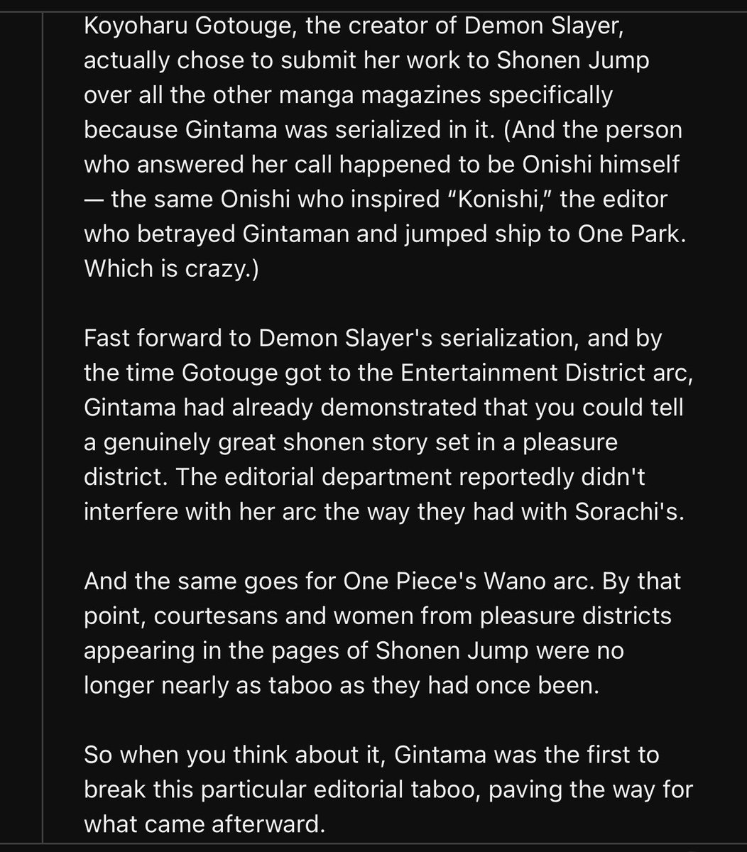 lianlianfafa's tweet photo. gintama revolutionized shounen jump &amp; influenced newer works in a way that allows more creative freedom 🙂‍↕️ if it weren’t for sorachi, modern battle shounen would’ve been unable to tackle sensitive mature topics or to subvert standard battle shounen expectations https://t.co/PIfuxdmAjR