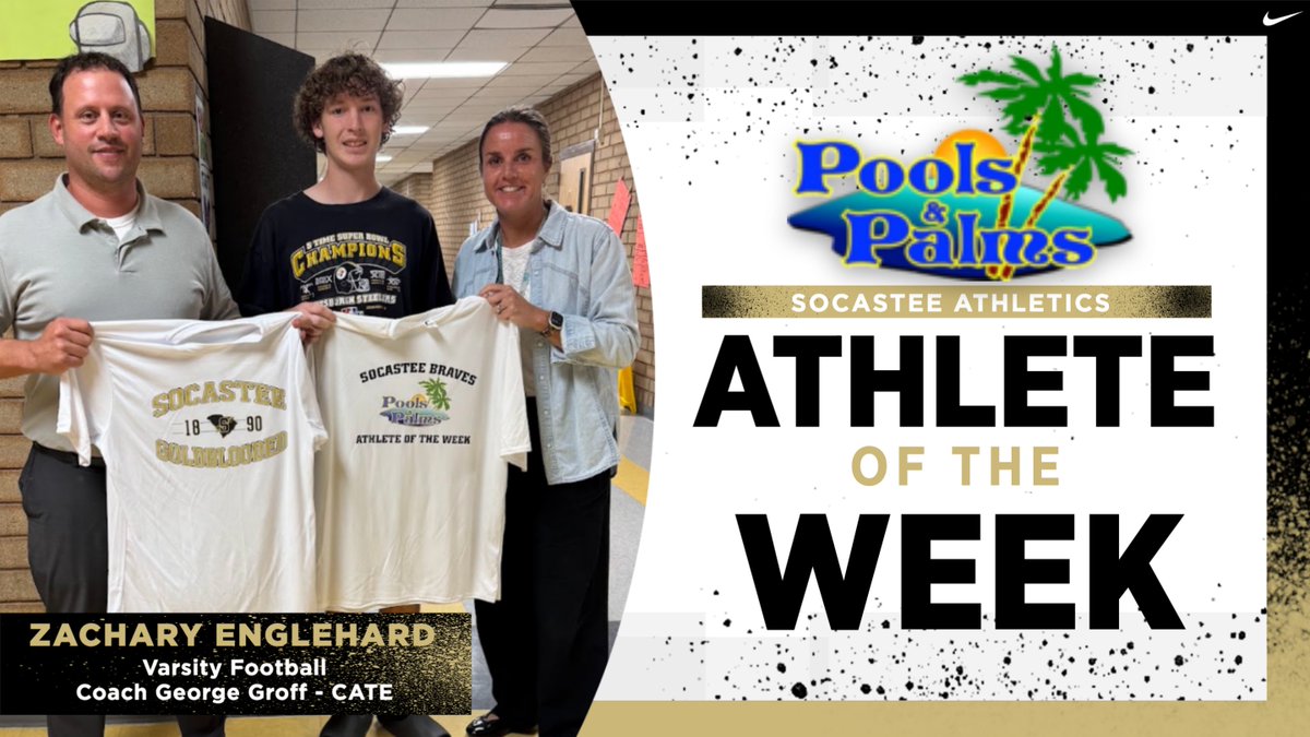 SocasteeHS's tweet photo. 6 Braves Earn Week 8 Pools & Palms Athlete of the Week! 🏈🏈🏃♂️ https://t.co/bC16v7poA7
#GoldBlooded #Finish https://t.co/6lxMLcO7S5