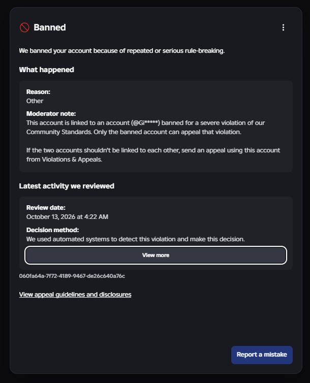 Jcshiii's tweet photo. thank you roblox for your super useful moderation and enforcement ban for an account i dont even own @Roblox @Roblox_RTC https://t.co/2dKsA8klYB