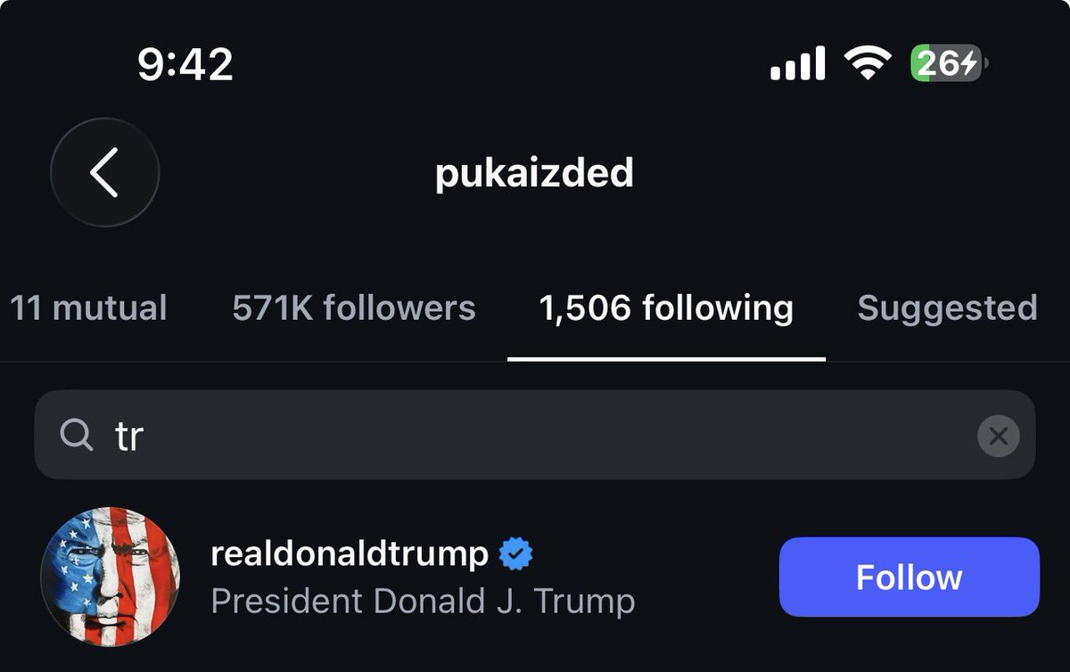KingStarScream_'s tweet photo. Puka follows trump 😭

Spotted by:@blitzsender27 https://t.co/OdV3ubtFyb