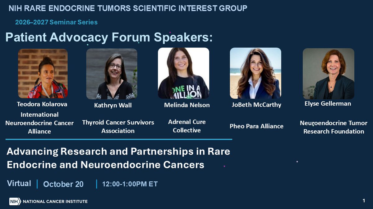 NANETS1's tweet photo. NANETS is pleased to share the @NIH Patient Advocacy Forum for rare endocrine &amp; neuroendocrine cancer communities, focused on patient experiences, unmet needs, and research priorities.

📅 Oct 20 | 12 PM ET
👉https://t.co/QRhLlBRiBq

#NETCancer #PatientAdvocacy https://t.co/gzg17Cjmt3