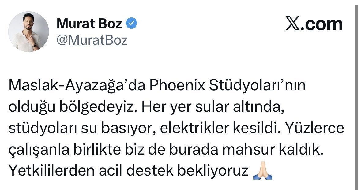 DeliGurdal4f's tweet photo. Ayazağa Phoenix Stüdyoları'nda sağanak yağış ve su baskını sebebiyle mahsur kalan Demet Özdemir Murat Boz ve yüzlerce stüdyo çalışanına çok geçmiş olsun yetkililerin acil yardım çağrılarına hızla yanıt vererek herkesi güvenle tahliye etmesini diliyoruz

@AKUTDernegi 
@istanbul_EGM 
@ibbitfaiye 
@ibbAkom