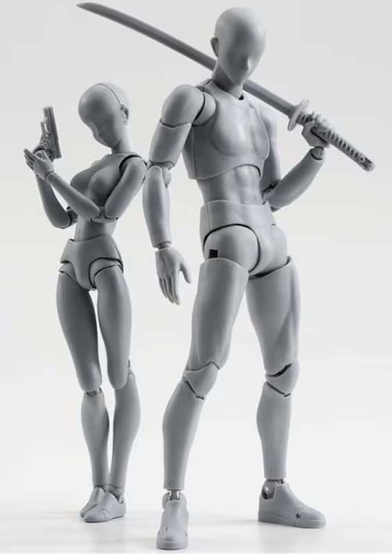 NeroIgnisArt's tweet photo. I'm seeing talk of people shitting on people tracing over 3D models for art, 3D models made SPECIFICALLY to be posed and angled and USED AS A BASE for artwork.

Why are people being so rabid about this? Before 3D models, we had these lil guys right here. Are these also a problem? https://t.co/fAviz4CDPO