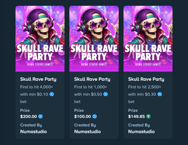 numastudiogames's tweet photo. The dead are partying. These bounties are still alive. 💀

$449.85 across 3 unclaimed SKULL RAVE PARTY challenges on @Stake.

🎯 1,000x → $100
🎯 2,500x → $149.85
🎯 4,000x → $200
Which one falls first? 👀

Join the rave. https://t.co/B4G3bxyiBO