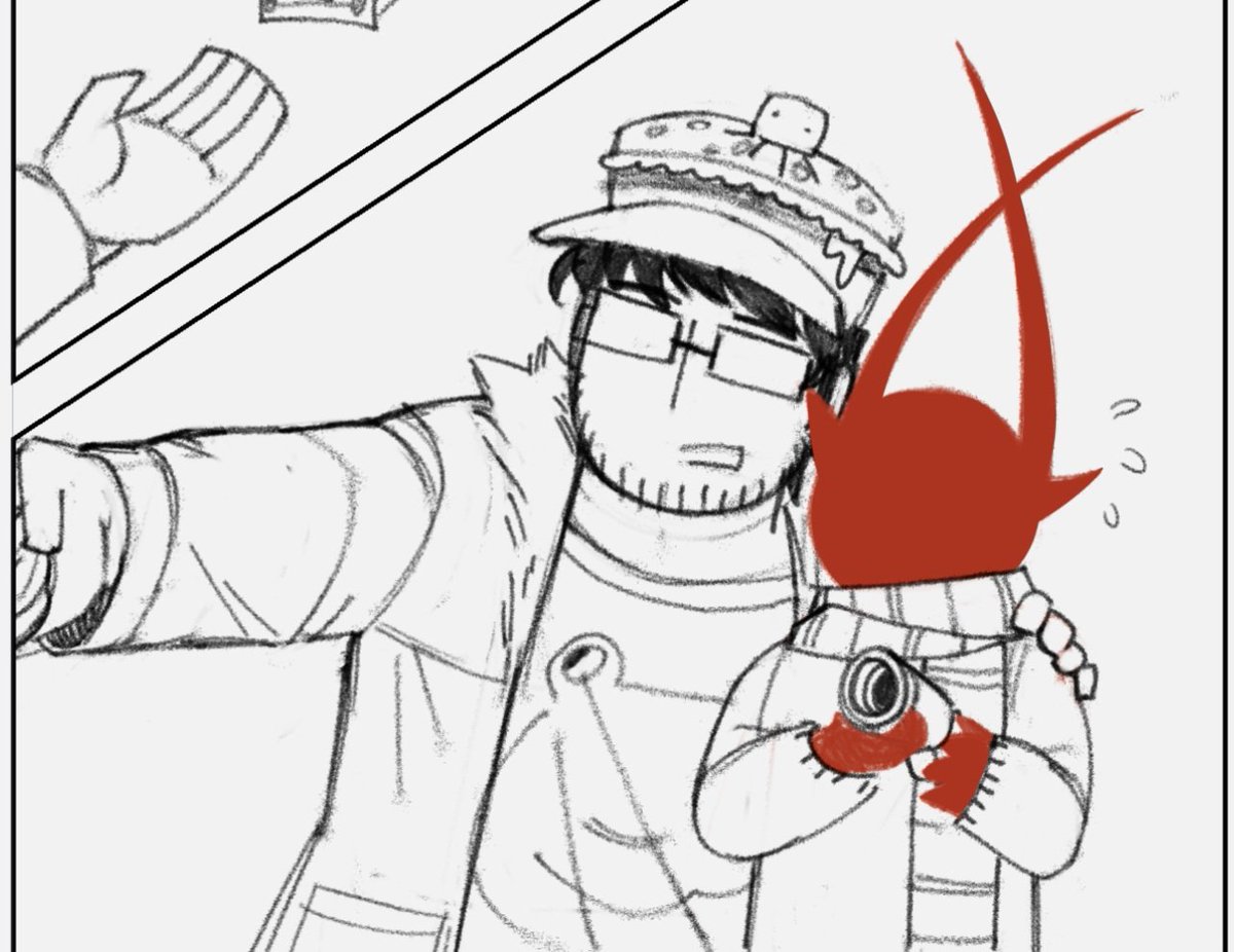 Loneun_'s tweet photo. some panels of the scrapped comic 
n7 and ck standing around doing nothin cuz they are bums 1/2 https://t.co/SWTyK8dMyI