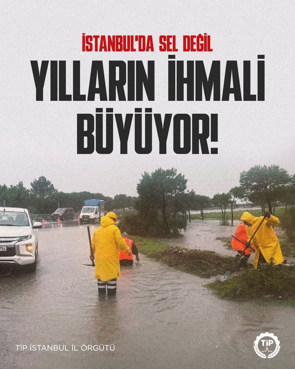 TipIstanbull's tweet photo. İstanbul’da her şiddetli yağmurda manzara aynı; su basan sokaklar, taşan rögarlar ve yaşamı felç olan yurttaşlar.

Yağmur bir doğa olayıdır. Afet boyutuna ulaşan sonuçları önlemek ise kamusal sorumluluktur.

İstanbul’u ranta göre değil, halkın ihtiyaçlarına göre yönetmek zorundasınız. 

Her yağmurda aynı ihmallerin bedelini İstanbul halkı ödemeyecek.