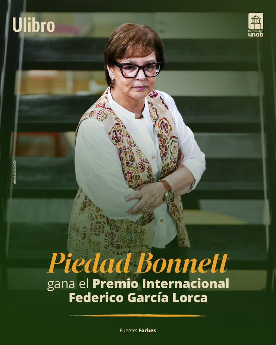 Ulibro's tweet photo. . ¡#PiedadBonnett gana el #PremioInternacionalFedericoGarcíaLorca!🏆
Celebramos este importante reconocimiento a una de las voces más destacadas de la literatura colombiana🇨🇴, cuya poesía nos invita a explorar las emociones, la memoria y la belleza de las palabras👏. https://t.co/YEuXFub6fD