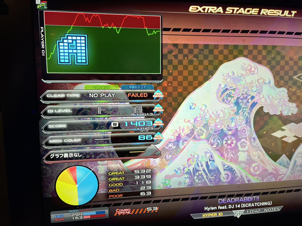 asuma_dde's tweet photo. プレイしてたのにアップするのを完全に忘れていたIIDX ZINRAIです。
皿曲です。スコアもクリアも両方ちゃんとしたい… https://t.co/rJIRwfLHOX