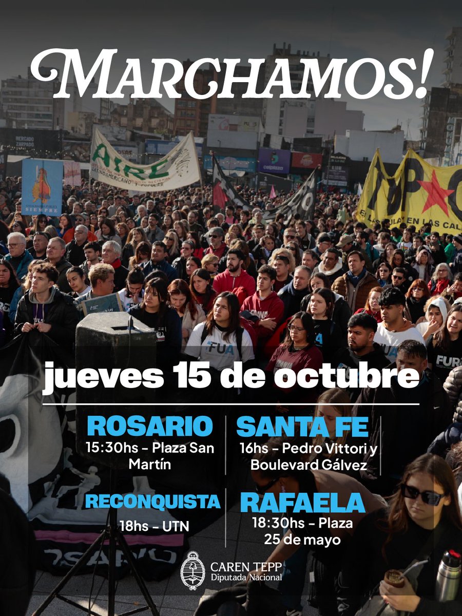 carentepp's tweet photo. Este jueves tenemos una oportunidad para dar respuestas a problemas que atraviesan la vida de millones de argentinos: el endeudamiento de las familias, los derechos de las personas con discapacidad y la defensa de nuestras tierras. Para que estos temas se discutan, necesitamos que haya quórum.

Deslizá para conocer dónde nos encontramos en la provincia de Santa Fe y sumate desde tu ciudad. También podés entrar a https://t.co/S3xIVu6e03 y mandarles una invitación a los diputados y diputadas para que estén presentes.