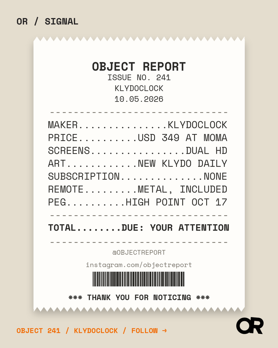 objectreport's tweet photo. @KlydoClock debut October 17 to 21. https://t.co/gPdcOzqHyK