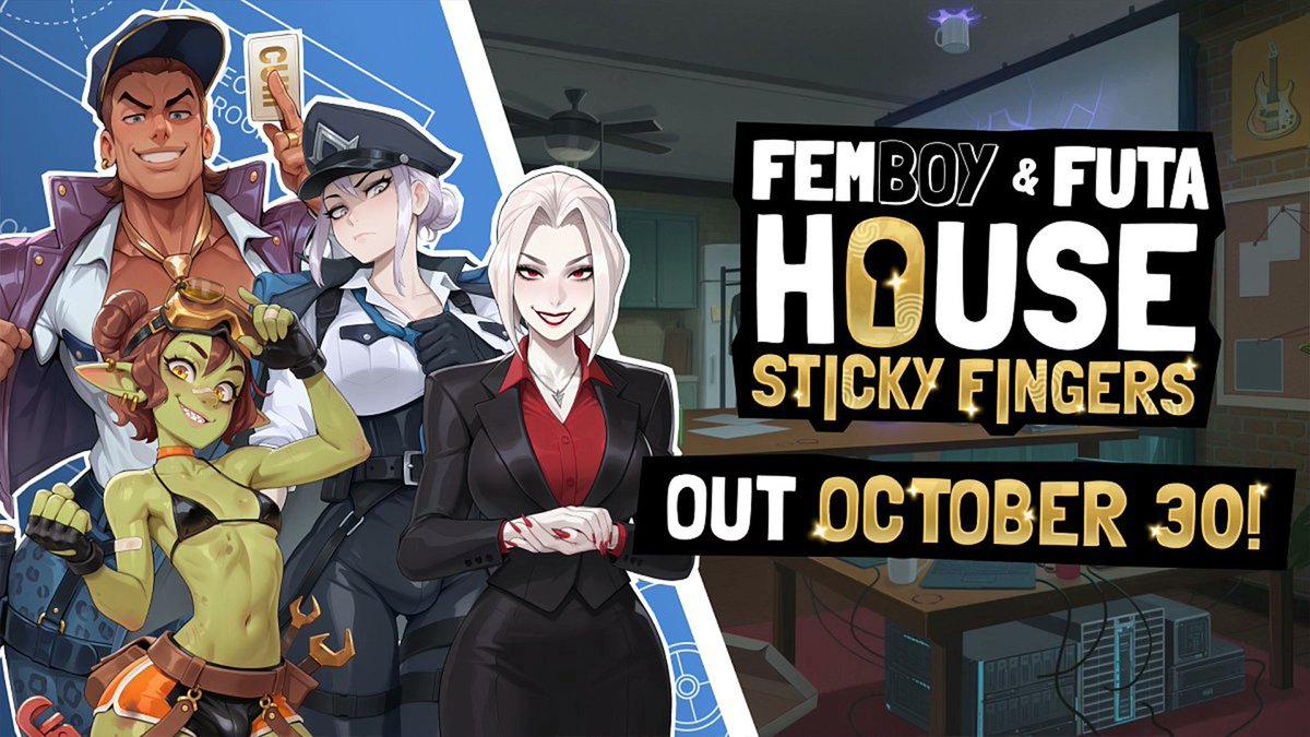 SideProjectG's tweet photo. FEMBOY FUTA HOUSE: Sticky Fingers - Il DLC sulla rapina al college arriva il 30 ottobre ⬇️
https://t.co/KKG1EuOIsq
#eroge #adultgame @TopHouse_Games https://t.co/iWBtjr0vBf