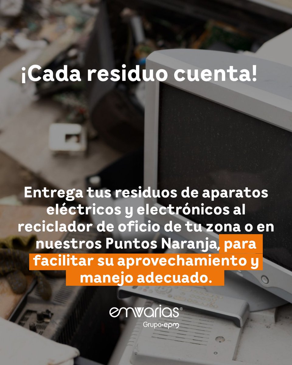 Emvarias's tweet photo. Hoy en el Día Internacional de los Residuos Electrónicos, te contamos sobre el impacto de estos residuos y la importancia de disponerlos correctamente para facilitar su aprovechamiento y darles una nueva oportunidad en la cadena productiva.

Fuente: UNITAR https://t.co/vTaX5CK9pX
