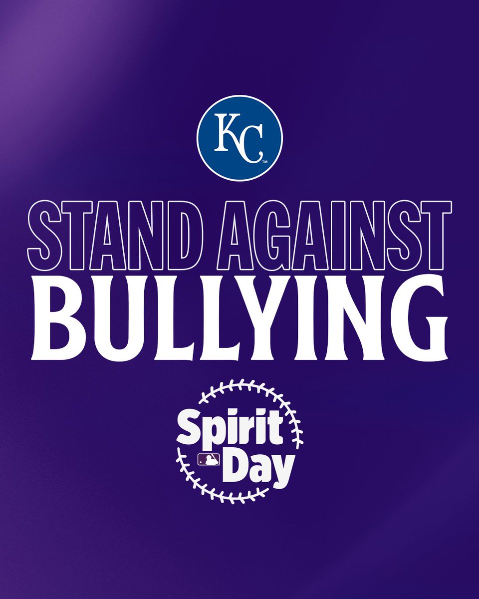 Royals's tweet photo. We're proud to join MLB in standing against bullying and supporting LGBTQ+ youth today and every day. 💜

#SpiritDay https://t.co/mbXCV6ljOs
