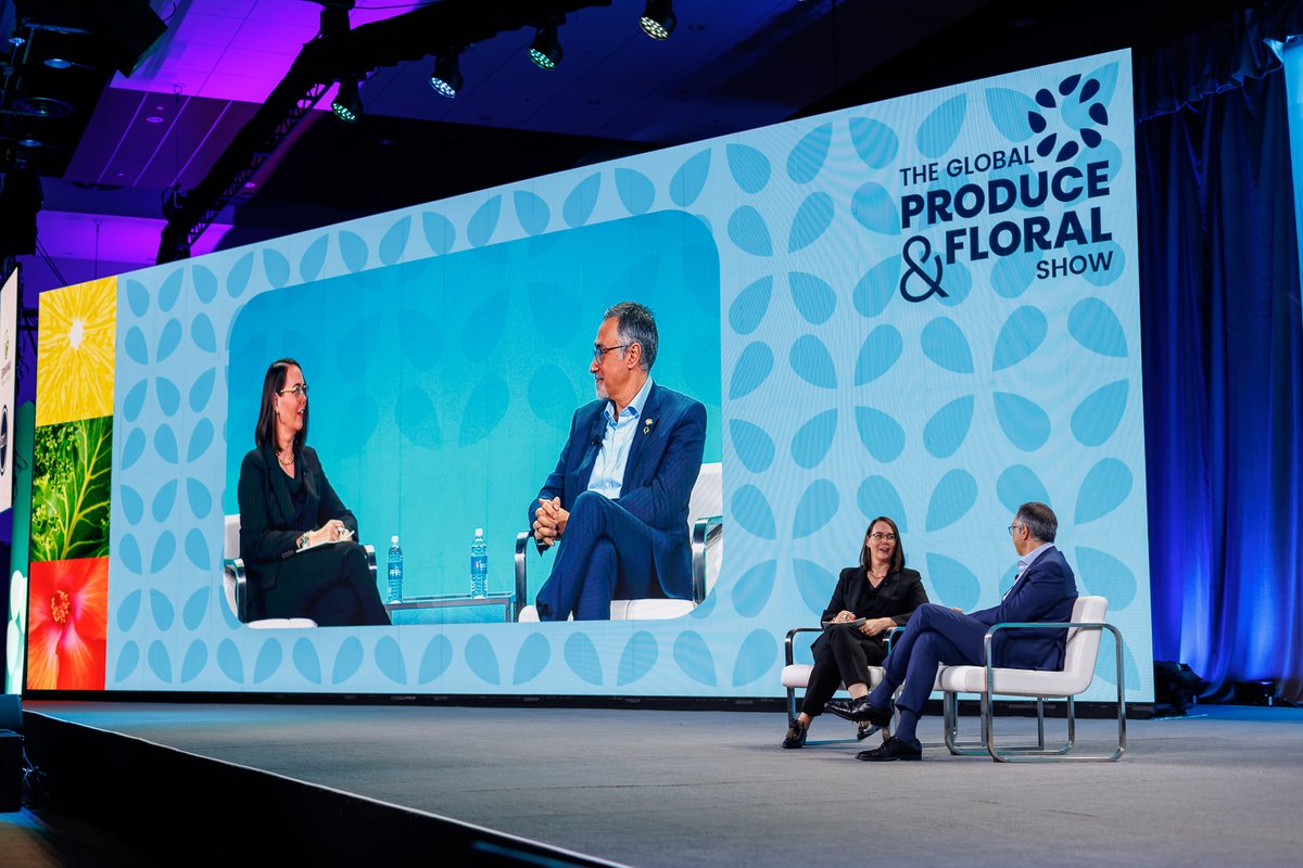 IntFreshProduce's tweet photo. What will define the next decade of produce and floral? At #GPFS2026, three influential leaders tackled Advocacy &amp; Trade, Consumers &amp; Demand, and Leadership in candid conversations on the trends, challenges and opportunities leaders can't afford to ignore. https://t.co/jPd8FilrCy