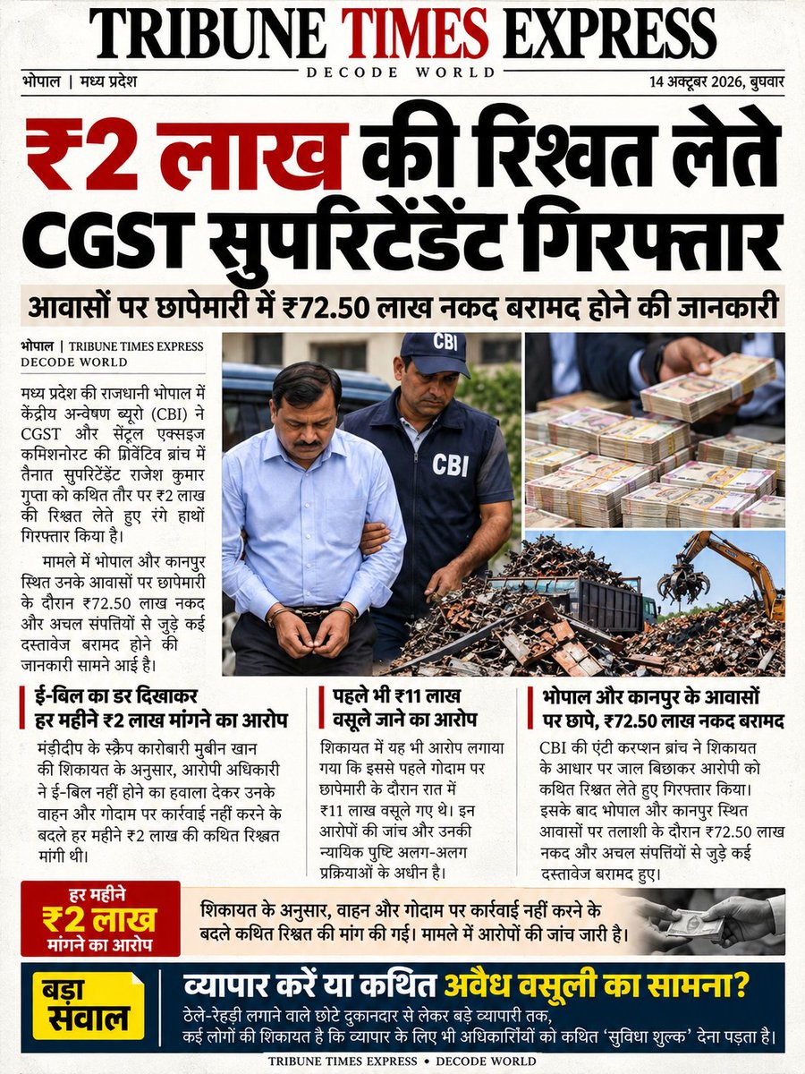 JournalistKarun's tweet photo. मेहनत व्यापारी की, कमाई अधिकारियों की? 🤬🚨
ठेले-रेहड़ी से बड़े कारोबार तक, कथित अवैध वसूली के आरोपों ने खड़े किए गंभीर सवाल!

#caughtredhanded #BriberyCase #bribe #BribeCase #cgst #businessowners #ShopKeeper #BusinessGrowth #business https://t.co/VtIqkDm6Q7