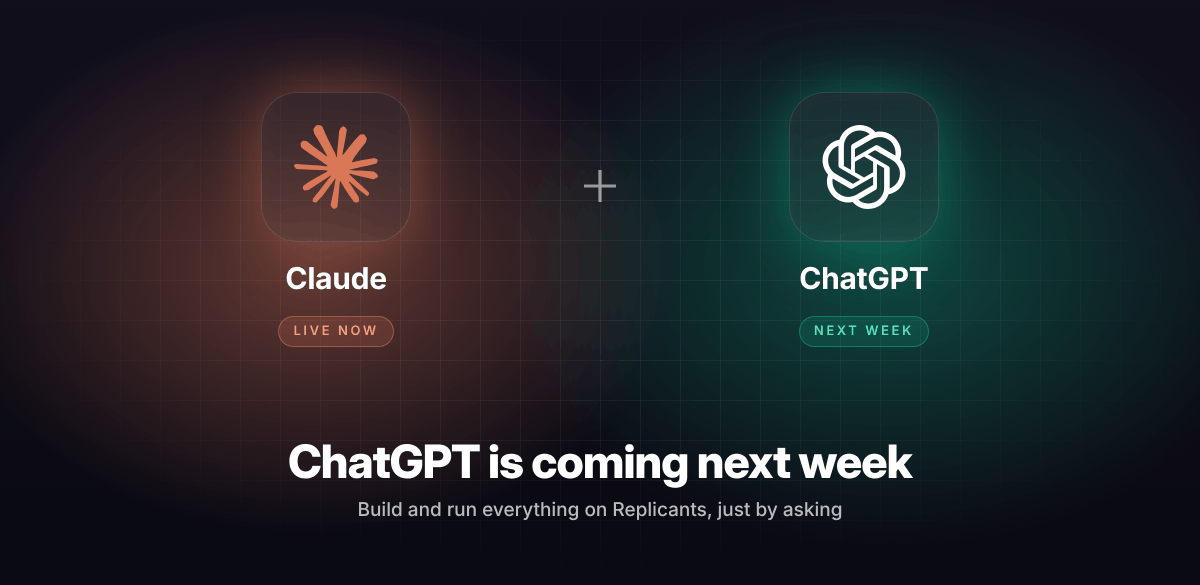 alexbrag's tweet photo. Next week: everything you can do in Replicants by talking to Claude, you'll be able to do with ChatGPT too. Funnels, courses, communities. Connect in moments: Settings → Connections, copy the Connector URL, paste into ChatGPT. Want it a few days early? Reply and I'll DM you. https://t.co/mjkUUTnPUu