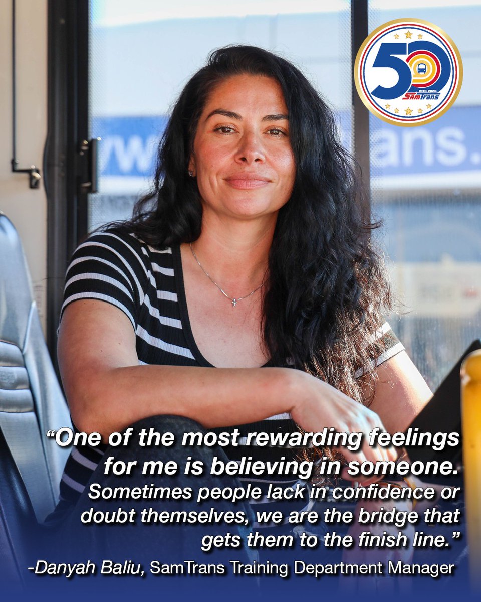 SamTrans's tweet photo. Meet Danyah Baliu, SamTrans Training Department Manager. 💙 18 years, a lifelong passion for coaching and mentoring, and a belief that the training department is the bridge that gets operators to the finish line. We’re so proud to have her leading this team. 🚌 https://t.co/iRf7spXUNF