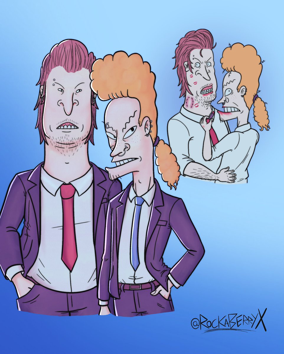 rockaberryx's tweet photo. Idk I just wanna draw them in suits or something #beavisandbutthead #bbhtwt #bnbtwt #beavhead #beavisxbutthead #fanart #digitalart #au #beavisandbuttheadfanart #artistsontwitter https://t.co/XH2uHTdYEV