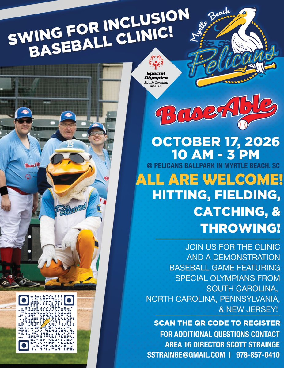 TVlahovic52's tweet photo. Our athletes from 4 States are offering a free clinic @Pelicanbaseball on Sat 10/17. Come out/ support us in Myrtle! @MLB_PR @Cubs @SOLsports @NRMedia50 @CoachBartman @USABaseball @books4athletes @MLBNetwork @minebats @Joba_44 https://t.co/yfBGzsDba1
