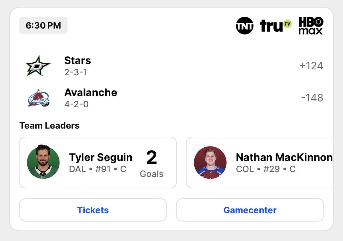 rvasquez0's tweet photo. Is today’s game 6:30 local or 7:30 local? Same @NHL app, conflicting info. 

@Avalanche #GoAvsGo #BeatTheStars https://t.co/PE8cHkXJWK