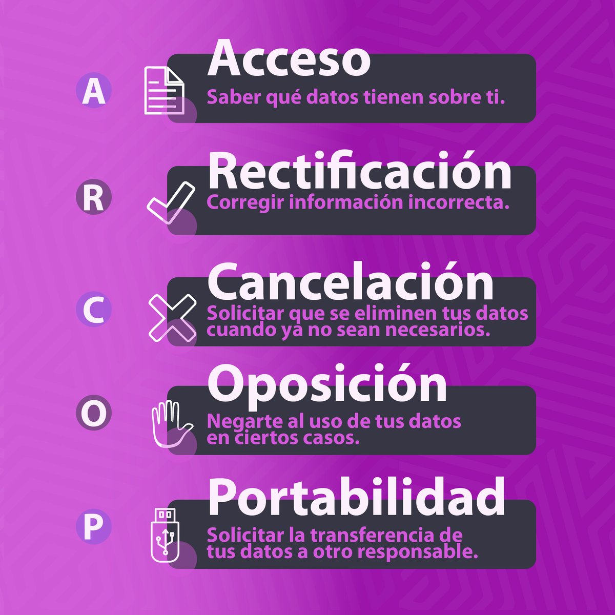 IEEHidalgo's tweet photo. 📄🔎 | La protección de datos personales también implica derechos.
🗣️ Tienes la facultad de acceder, rectificar, cancelar, oponerte y portar tu información personal. ℹ

Mientras tanto desde el #IEEH continuamos… 🙌 #ConstruyendoCiudadanía 🙌

🔵#ValorInstitucional https://t.co/6vUdQJk8A1