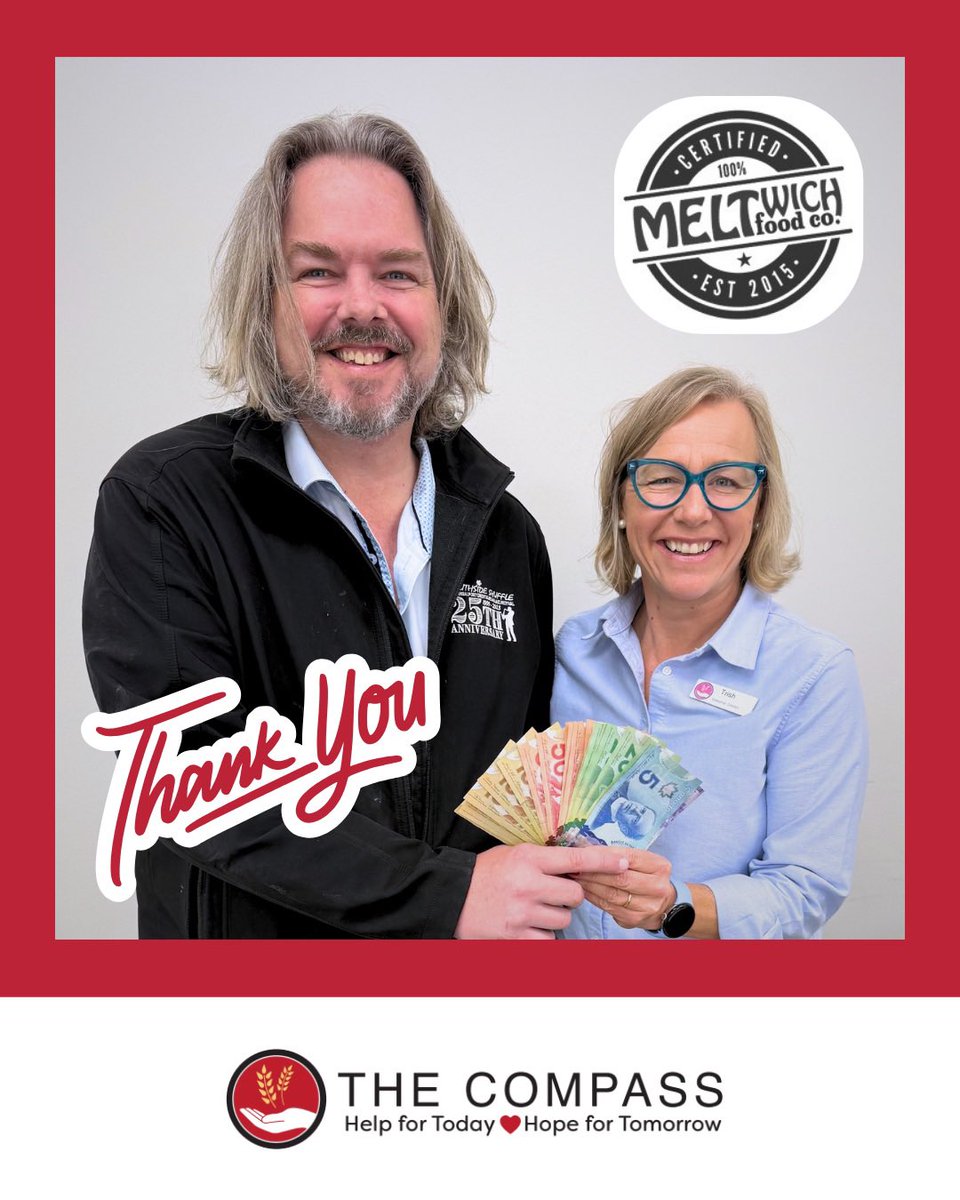 CompassFoodBank's tweet photo. 🧀 CHEESY GOODNESS FOR A GREAT CAUSE! 🧀

We are sending a massive shoutout and heartfelt THANK YOU to Jordan Coughlim and the incredible team at Meltwich Food Co. (Store 171)! 🥪✨  

Following a fantastic community fundraiser held over the weekend, Jordan stopped by to present us with a generous donation of $1,105! 

Community partnerships like this make a direct, tangible impact in south Mississauga. Every dollar raised helps us provide fresh groceries, hot meals, and outreach support for the 2,000 local neighbours who rely on The Compass every single week.

Next time you’re craving some delicious comfort food, head over to Meltwich, show them some love, and thank them for giving back to our community! 

#TheCompass #Meltwich #CommunitySupport #FeedSouthMississauga PortCredit Mississauga ShopLocal HelpForTodayHopeForTomorrow