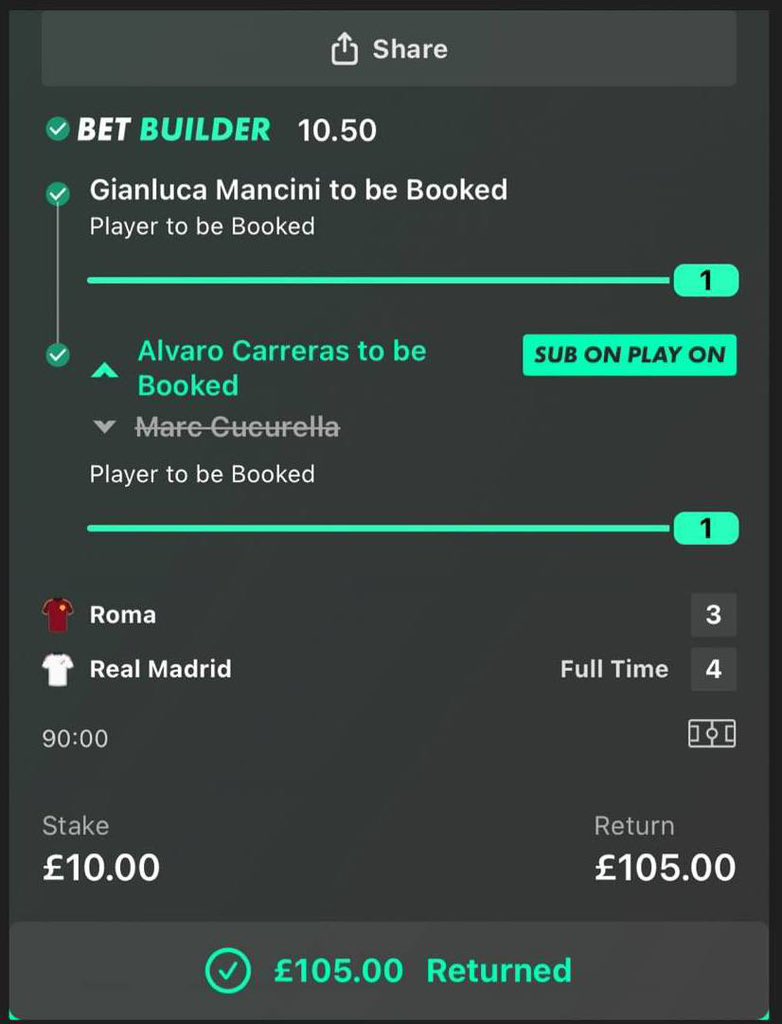 software36959's tweet photo. @EmpTips IT’S LATE BUT GREAT 🟨✅
Roma game double lands right at the end of the game 
We take it 👏
Check my profile for more acca https://t.co/nBc9XETP6Y