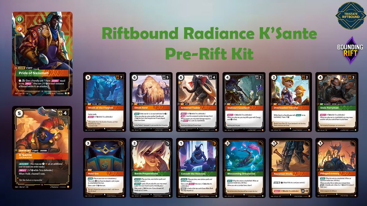 BoundingRift's tweet photo. #riftbound #rbradiance Pre-rift kits part 1 https://t.co/fsrUAUS66q