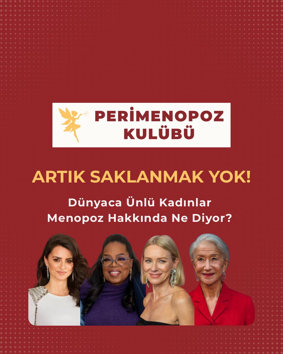 perimenopoz's tweet photo. 🧵 Kadın bedeni, menopoz ve perimenopoz kelimelerinin etrafında hâlâ aşılması gereken tabular var.
Peki dünyaca ünlü kadınlar bu süreç hakkında ne diyor?
Sessiz kalmıyoruz; gelin birlikte kulak verelim. 👇 https://t.co/gHzhaZsuKi