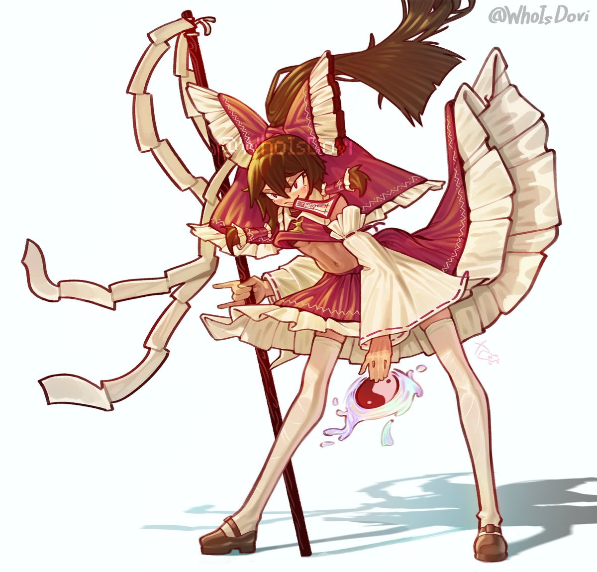WhoIsDovi's tweet photo. some long-legged Reimu in your feed ♥️  
 
#東方Project #博麗霊夢 #touhou #reimu #drawing https://t.co/5QjAN2pIjE