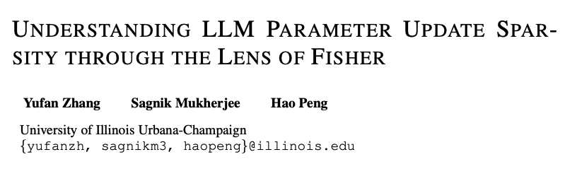 yufanzh_'s tweet photo. Why are LLM parameter updates so sparse during post-training? 🔍
In our new paper, we study this phenomenon through the lens of Fisher information, connecting theory and empirical findings across RL, SFT, and on-policy distillation.
A thread on what we found 🧵👇 https://t.co/s6H7AlE8CV
