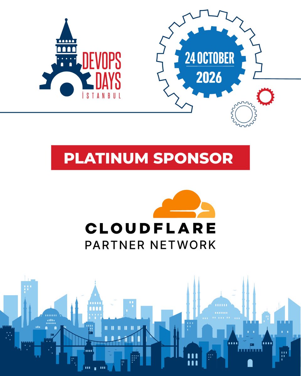 devopsdaysist's tweet photo. DevOpsDays Istanbul 2026 welcomes @Cloudflare as a Platinum Sponsor

Their support helps keep engineering-first knowledge accessible to the community.

🎟️Register today: https://t.co/ID8zkDO29L ✨
📅 October 24, 2026
📍 Dedeman Bostancı Hotel

#DevOps #DevOpsDays #devopsdaysist2026 #Cloudflare