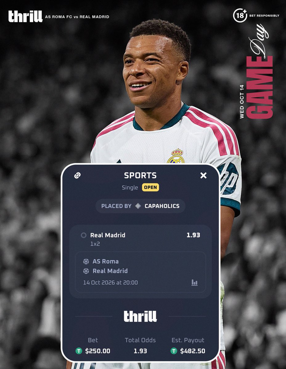 STREAMSPLUS's tweet photo. Backing Real Madrid to get the job done against Roma today💰🔥. @Thrill_com https://t.co/WzoVa1QqWU