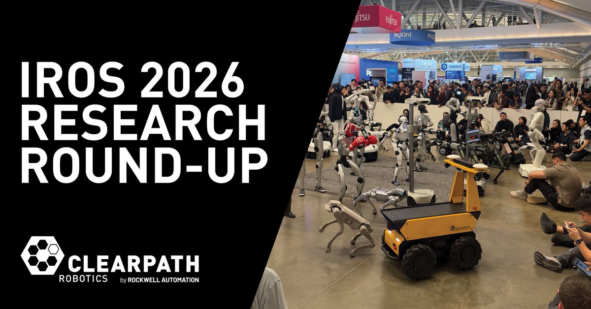 clearpathrobots's tweet photo. We're proud to see many papers presented at #IROS2026 using our platforms. Check out six projects that demonstrate how #Husky and #Jackal are helping researchers develop, test, and validate approaches to autonomy, localization, embodied learning, and more: https://t.co/hpspbZHjMX https://t.co/GXP9EaAMta