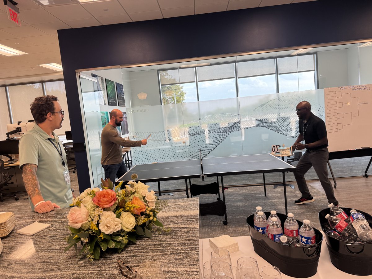 StreamDataCentr's tweet photo. We knew our CEO Michael Lahoud was an expert on the soccer field, but just look at his intensity at the ping pong table, facing off with PM, Olumide Akinkugbe (celebrating our new Frisco office opening with an inaugural Ping Pong Tournament.) https://t.co/4T33uUV6Xu