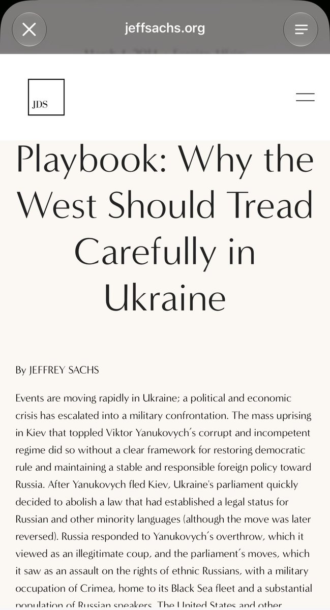 splendid_pete's tweet photo. So much bullshit.

Russia didn't "voluntarily surrender" an empire in 1991. The Soviet Union collapsed, and its republics bolted for the exit. Moscow didn't graciously free twenty nations in exchange for a NATO promise. That's fairy-tale nonsense.

Baker's "not one inch eastward" line came up in talks over German reunification. Wider assurances were floated, but no binding agreement ever barred NATO from admitting Eastern European countries. And nobody dragged those countries in. They begged to join, and after decades under Moscow's boot, who can blame them?

Russia has no empire? Then what the fuck do you call a country that already rules over dozens of ethnic groups, then swallows Crimea in 2014, invades Ukraine in 2022, and claims four more Ukrainian regions on top? Apparently gobbling up your neighbours doesn't count as imperialism anymore.

Ukraine wasn't in NATO in 2022. The 2021 US-Ukraine partnership agreements didn't change that, however hard you squint.

Putin didn't leave Kyiv because he'd suddenly found a love of peace. His offensive fell flat on its face, Ukrainian resistance tore through his forces, and his troops ran. The Istanbul "deal" Zelenskyy supposedly tore up? Never signed. Drafts, not a settlement. The claim that Zelenskyy sacrificed over a million Ukrainian soldiers is a pure fabrication, plucked from thin air. And the Canada-Mexico analogy conveniently ignores that sovereign countries get to choose their own alliances. Shocking, I know.

Trump leaning on Ukraine over refinery strikes doesn't retroactively justify the invasion. Neither does claiming to oppose it while parroting the Kremlin's excuses for launching it.

Strip away the spin and here's what's left: Russia invaded a sovereign neighbour, grabbed its land, and demanded a veto over its political and security future. Call that "defensive" all you like. It's imperialism, plain and simple.

And Sachs's spectacular U-turn? Absolutely stomach-turning. I wouldn't be surprised if Russian money were sloshing around somewhere.

In March 2014, he called Yanukovych's overthrow a mass uprising against a corrupt, incompetent regime. He called Russia's move into Crimea a military occupation and ridiculed Moscow's hysterical claims about fascists taking over Ukraine. On 5 March, he told Die Zeit that Russia's military response was dangerous, that unilateral military action was illegal, and that he would not excuse it. No wriggle room, no "both sides."

Then on 7 April 2014, there he was in Kyiv, sitting down with Prime Minister Arseniy Yatsenyuk. At a press briefing, he talked about Ukraine's economic struggles under Russian hostility, naming the occupation of Crimea and the Russian troops massing at the border. Occupation. His word.

Fast-forward to 2025, and the same man calls Maidan a Western-backed coup instead of a popular revolution, and paints Russia's war as a defensive reaction to NATO expansion.

So what the fuck changed, Jeffrey? Not the facts. In 2014 you saw a popular uprising, a Russian occupation, and Russian aggression. Now you serve up the same events wrapped in a story that conveniently pins the blame on the West.

Criticise American foreign policy all you want. That's fair game. But rewriting your own record to make the invader look like the victim? That's something else entirely, and frankly, it's shameful.