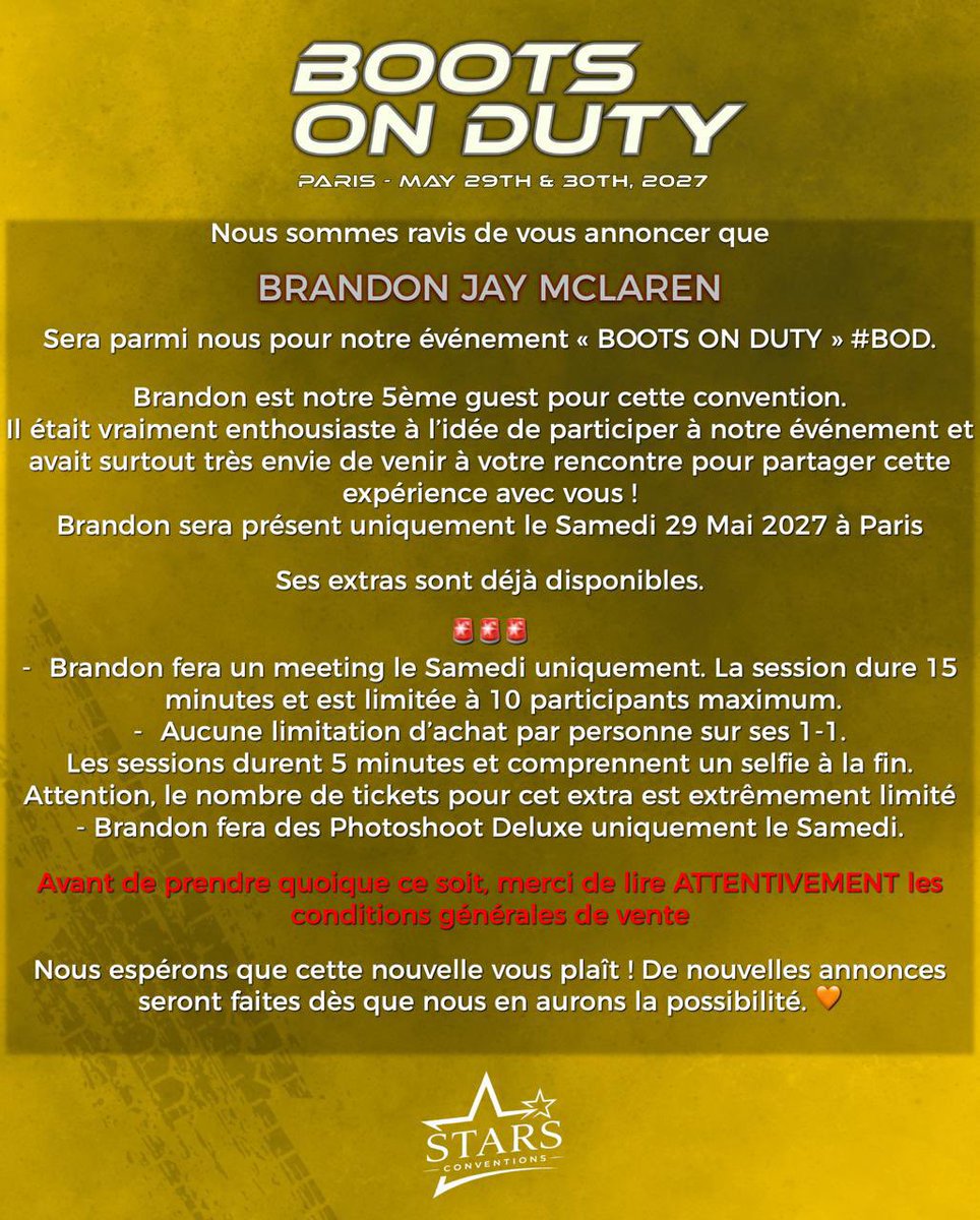 FrConventions's tweet photo. Brandon Jay McLaren sera à la #BOD de @StarsConvs https://t.co/VlHbwiaLRC